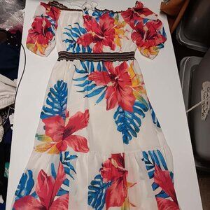 Jealous Tomato Women's Off Shoulder Floral Chiffon Long Dress